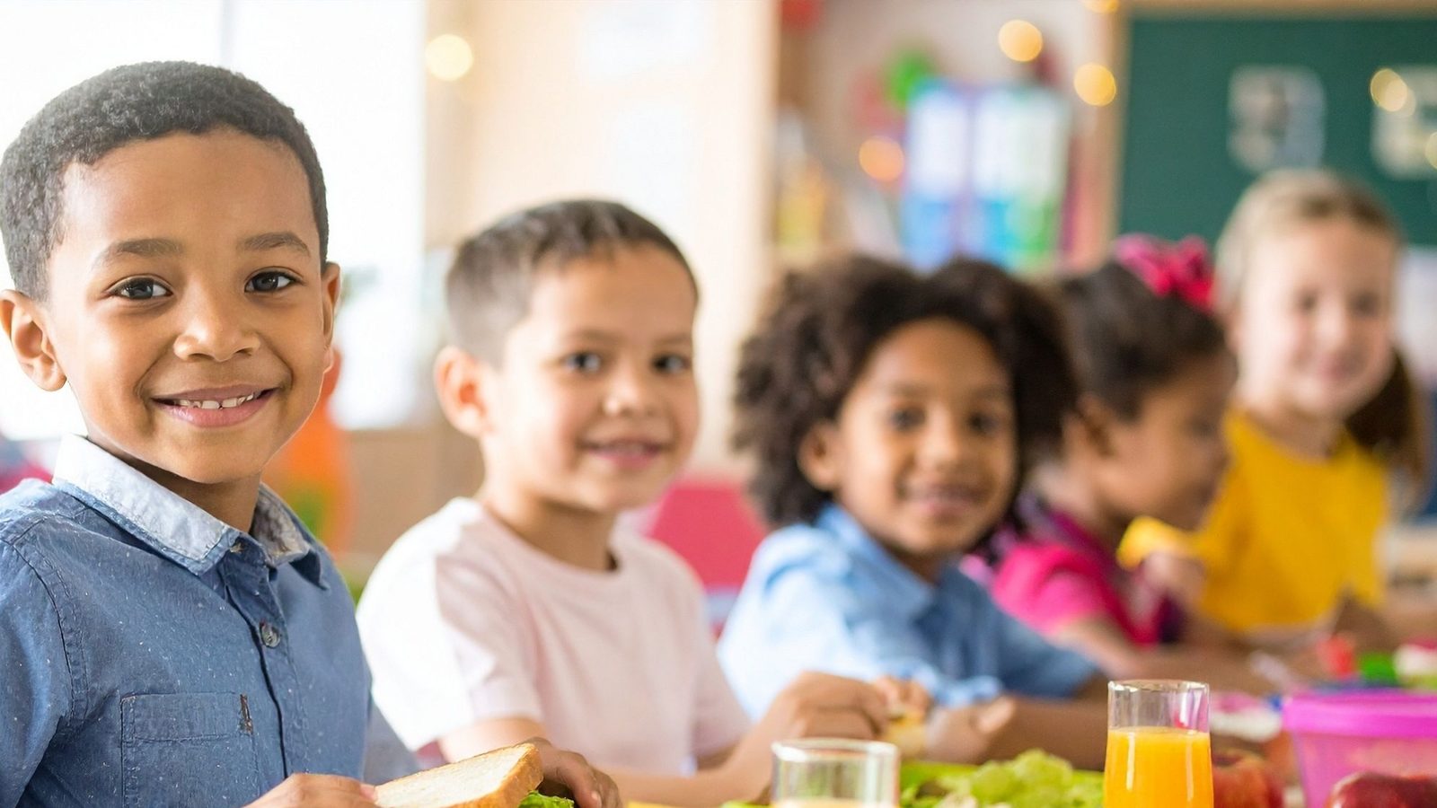 Preschool children enjoying a healthy snack together