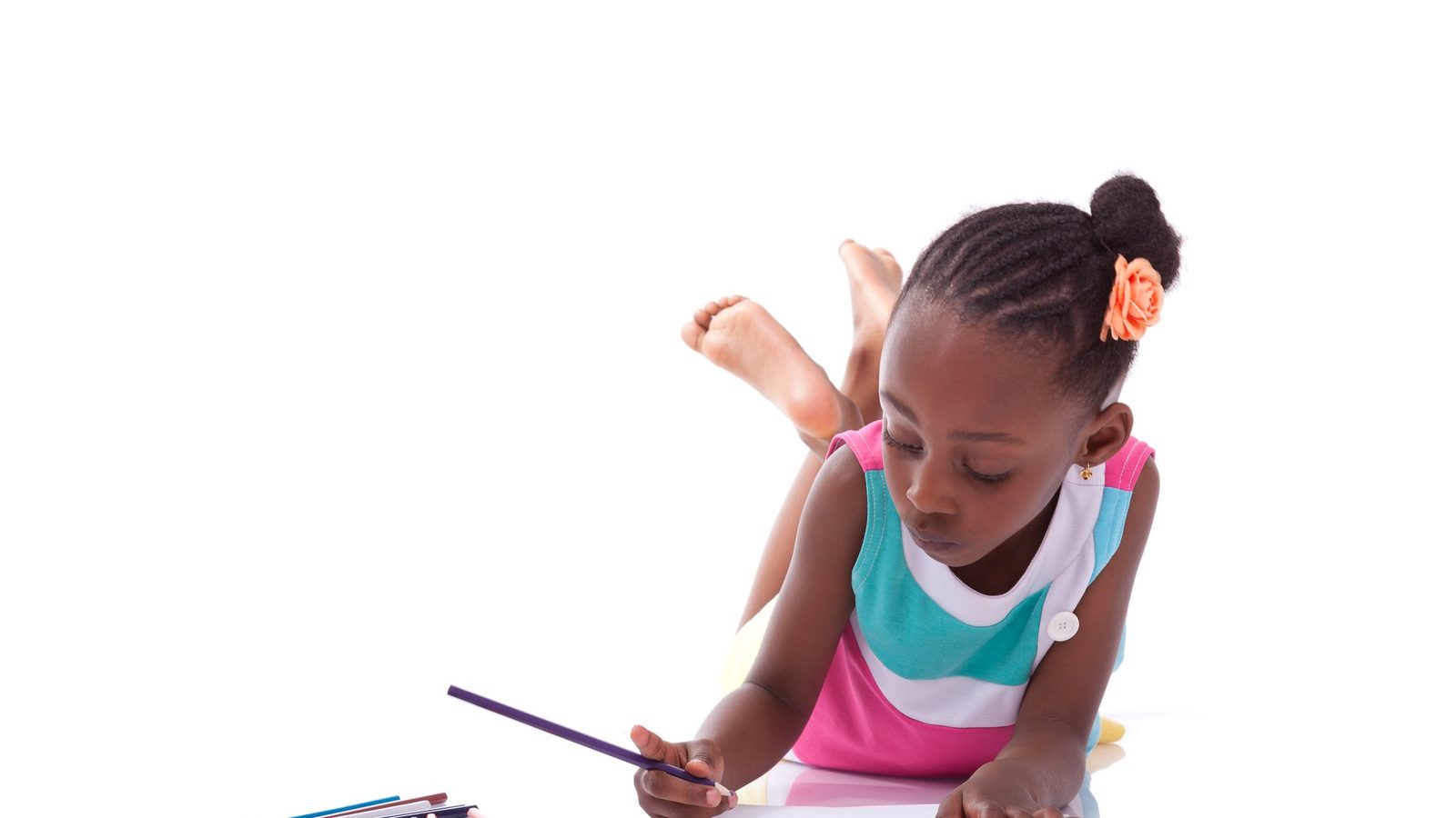 Girl drawing on the floor